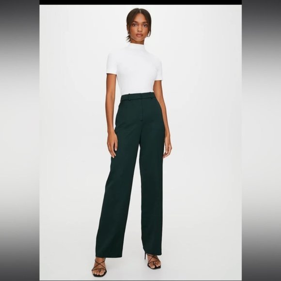 Aritzia Pants - Aritizia Babaton Atelier Green Satin Wide Leg Sadiki Pants Size 4